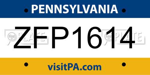 ZFP1614 Pennsylvania License Plate