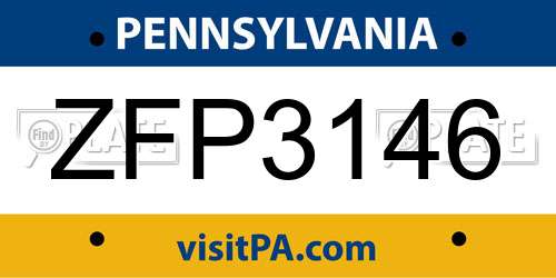 ZFP3146 Pennsylvania License Plate