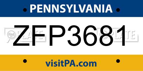 ZFP3681 Pennsylvania License Plate