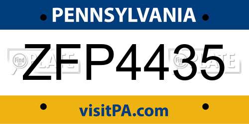 ZFP4435 Pennsylvania License Plate