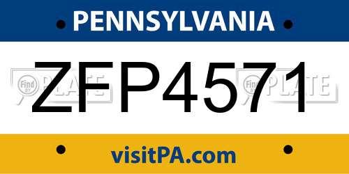 ZFP4571 Pennsylvania License Plate