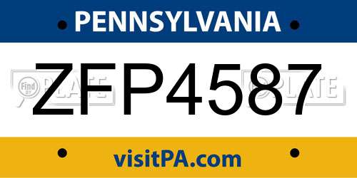 ZFP4587 Pennsylvania License Plate