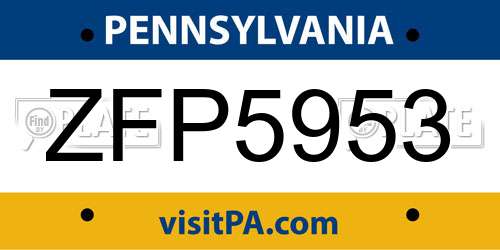 ZFP5953 Pennsylvania License Plate