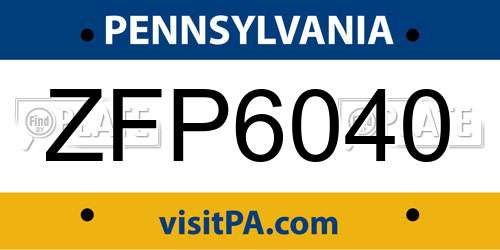 ZFP6040 Pennsylvania License Plate