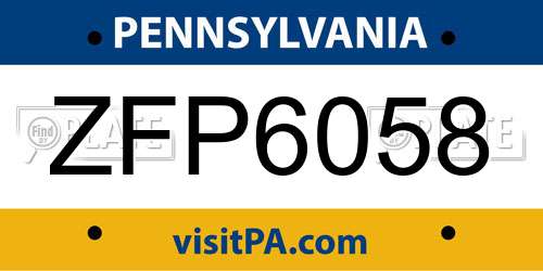 ZFP6058 Pennsylvania License Plate