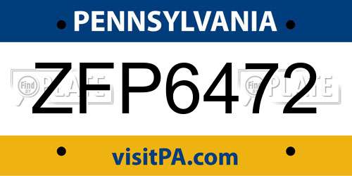 ZFP6472 Pennsylvania License Plate