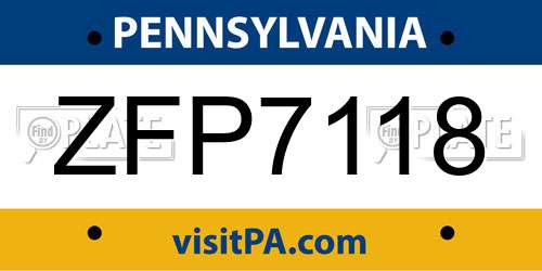 ZFP7118 Pennsylvania License Plate