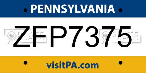 ZFP7375 Pennsylvania License Plate