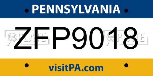 ZFP9018 Pennsylvania License Plate