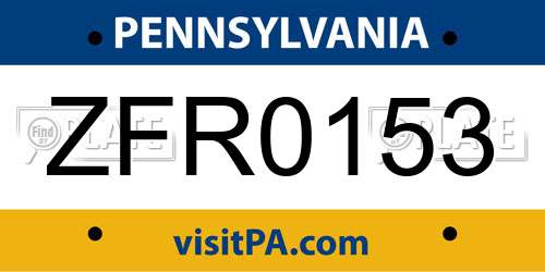 ZFR0153 Pennsylvania License Plate