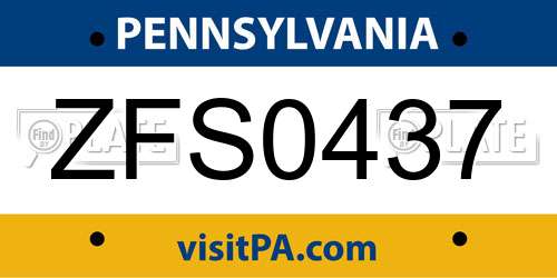 ZFS0437 Pennsylvania License Plate