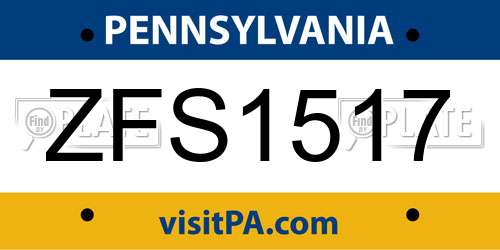 ZFS1517 Pennsylvania License Plate
