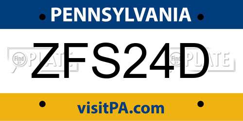 ZFS24D Pennsylvania License Plate