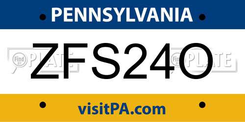 ZFS24O Pennsylvania License Plate