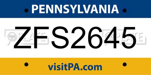 ZFS2645 Pennsylvania License Plate