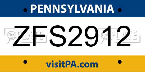ZFS2912 Pennsylvania License Plate