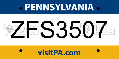 ZFS3507 Pennsylvania License Plate