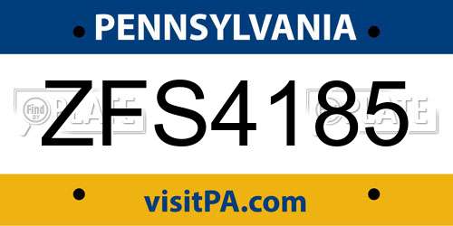 ZFS4185 Pennsylvania License Plate