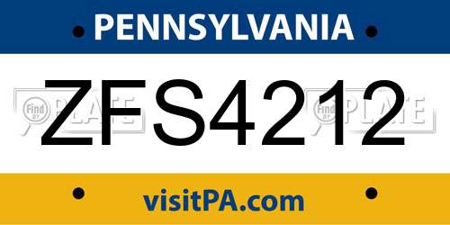 ZFS4212 Pennsylvania License Plate