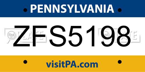 ZFS5198 Pennsylvania License Plate