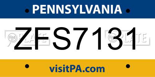 ZFS7131 Pennsylvania License Plate