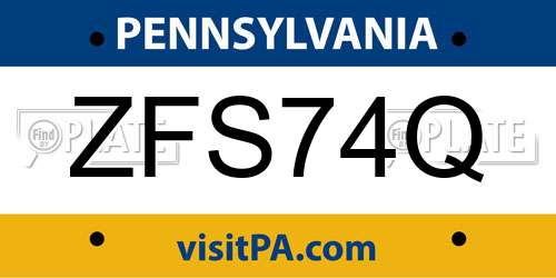 ZFS74Q Pennsylvania License Plate