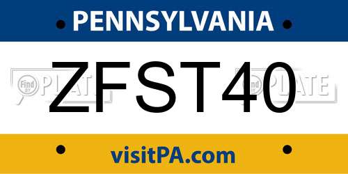 ZFST40 Pennsylvania License Plate