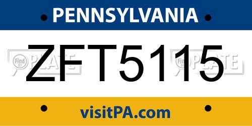 ZFT5115 Pennsylvania License Plate