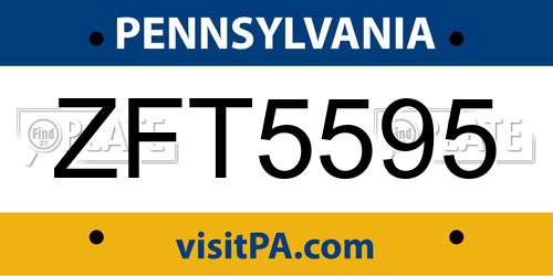 ZFT5595 Pennsylvania License Plate