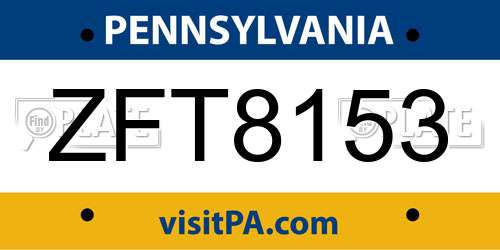 ZFT8153 Pennsylvania License Plate