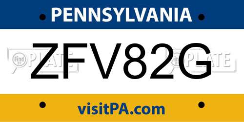 ZFV82G Pennsylvania License Plate