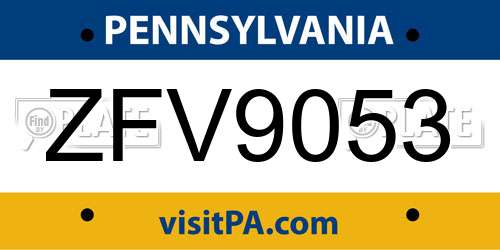 ZFV9053 Pennsylvania License Plate