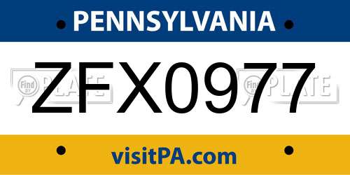 ZFX0977 Pennsylvania License Plate