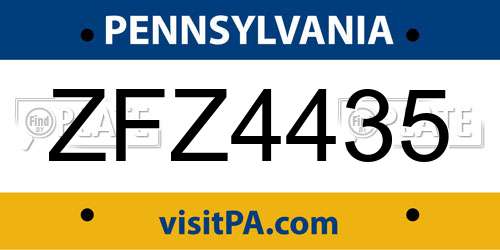 ZFZ4435 Pennsylvania License Plate