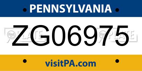 ZG06975 Pennsylvania License Plate