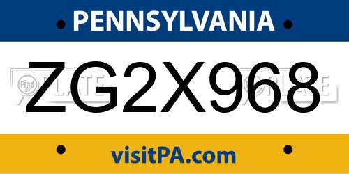 ZG2X968 Pennsylvania License Plate