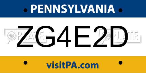 ZG4E2D Pennsylvania License Plate