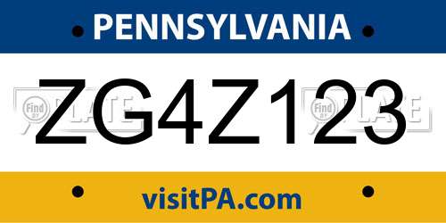ZG4Z123 Pennsylvania License Plate