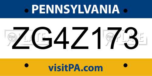ZG4Z173 Pennsylvania License Plate