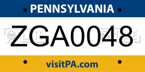 ZGA0048 Pennsylvania License Plate