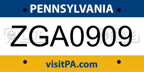 ZGA0909 Pennsylvania License Plate