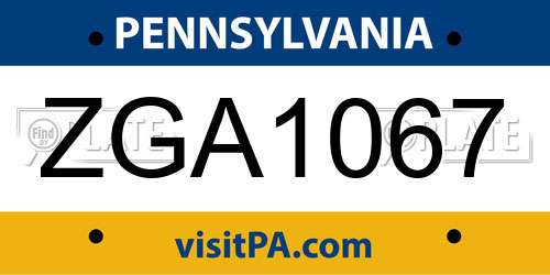 ZGA1067 Pennsylvania License Plate