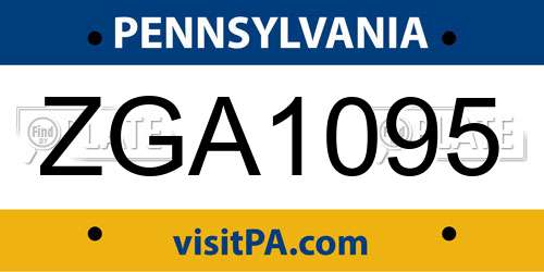 ZGA1095 Pennsylvania License Plate