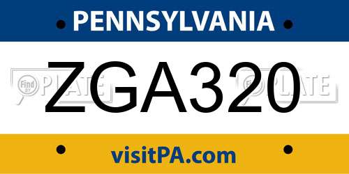 ZGA320 Pennsylvania License Plate