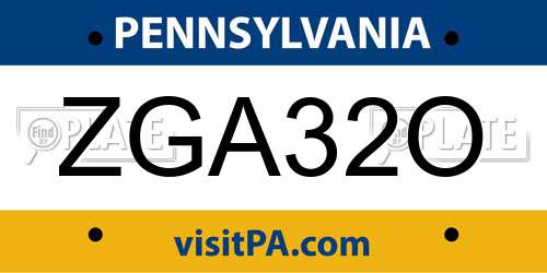 ZGA32O Pennsylvania License Plate