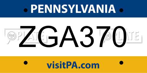 ZGA370 Pennsylvania License Plate