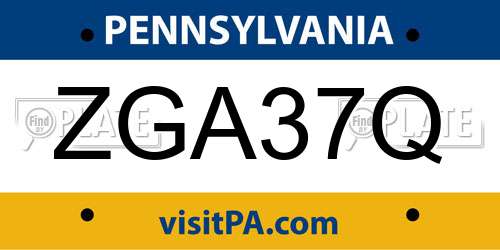 ZGA37Q Pennsylvania License Plate