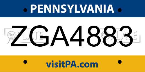 ZGA4883 Pennsylvania License Plate