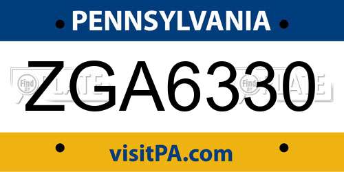 ZGA6330 Pennsylvania License Plate