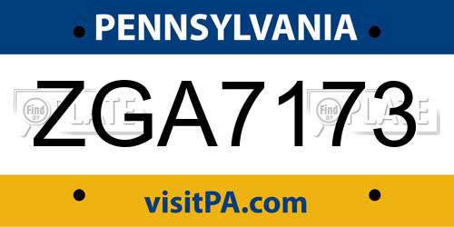 ZGA7173 Pennsylvania License Plate